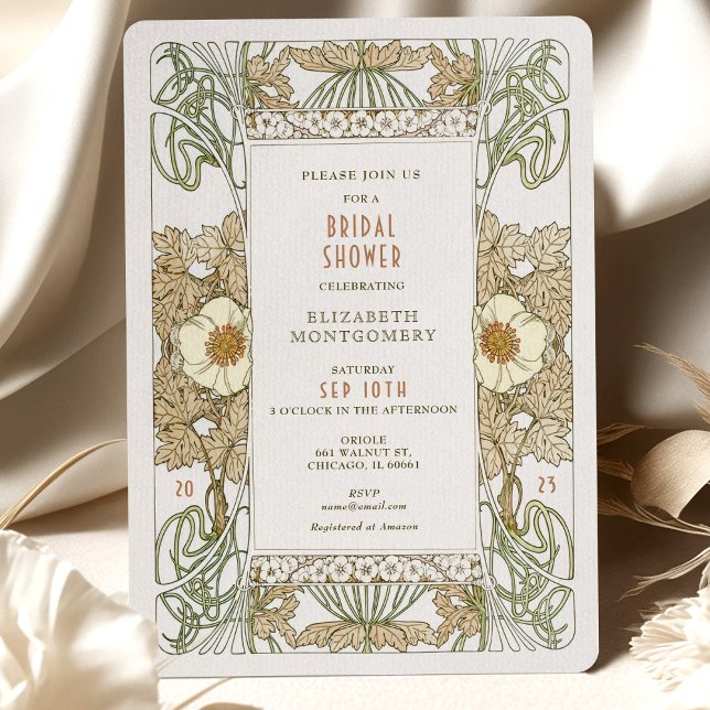Vintage Bridal Shower Invitations Art Nouveau Deco (Creator Uploaded)