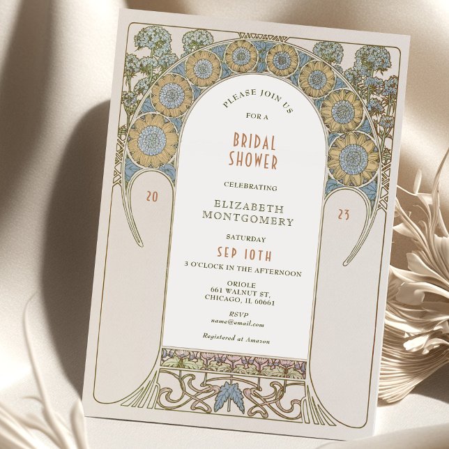 Vintage Bridal Shower Invitations Art Nouveau Deco (Creator Uploaded)