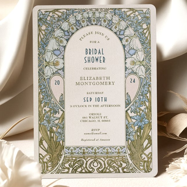 Vintage Bridal Shower Invitations Art Nouveau Deco (Creator Uploaded)