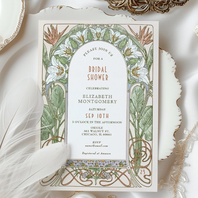 Vintage Bridal Shower Invitations Art Nouveau Deco (Creator Uploaded)
