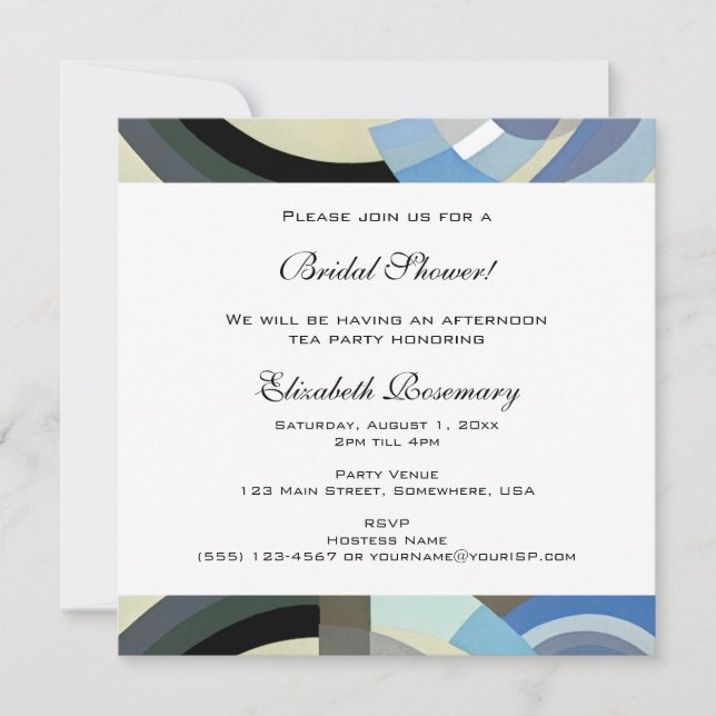 Vintage Bridal Shower, Retro Art Deco Jazz Invitation (Front)