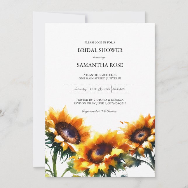 Vintage Bridal Shower Sunflower Invitation (Front)