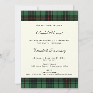 Vintage Bridal Shower, Tartan Davidson Pattern Invitation