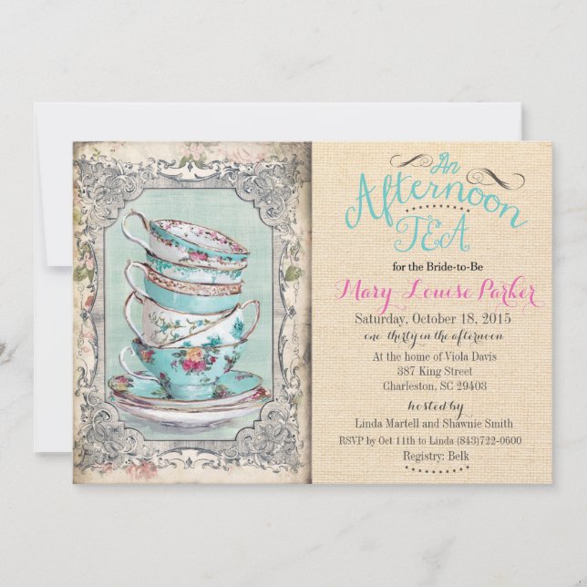 Vintage Bridal Shower Tea Invitation (Front)
