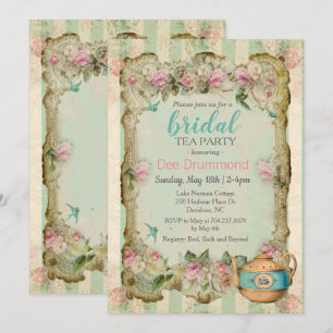 Vintage Bridal Shower Tea Party Invitation
