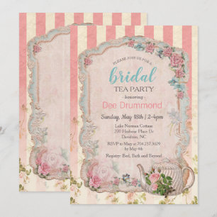 Vintage Bridal Shower Tea Party Invitation