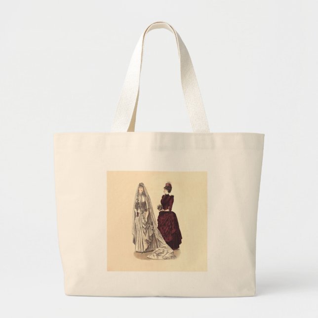 Vintage Bridal Wedding Women Large Tote Bag (Front)