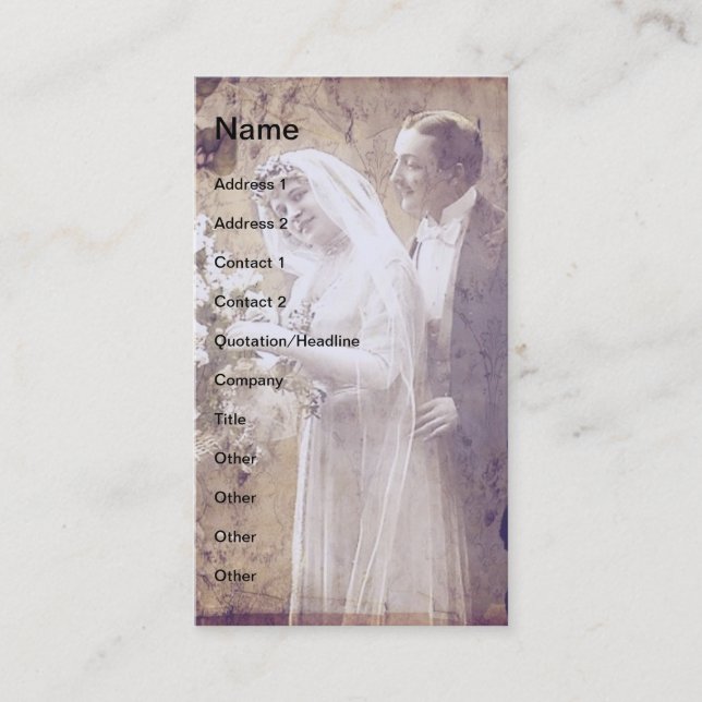 Vintage Bride and Groom Business Card (Front)