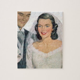Vintage Bride and Groom Jigsaw Puzzle