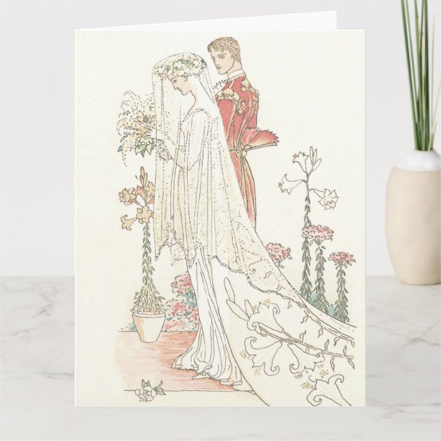 Vintage Bride and Groom Old Fashioned Wedding Card (Front)