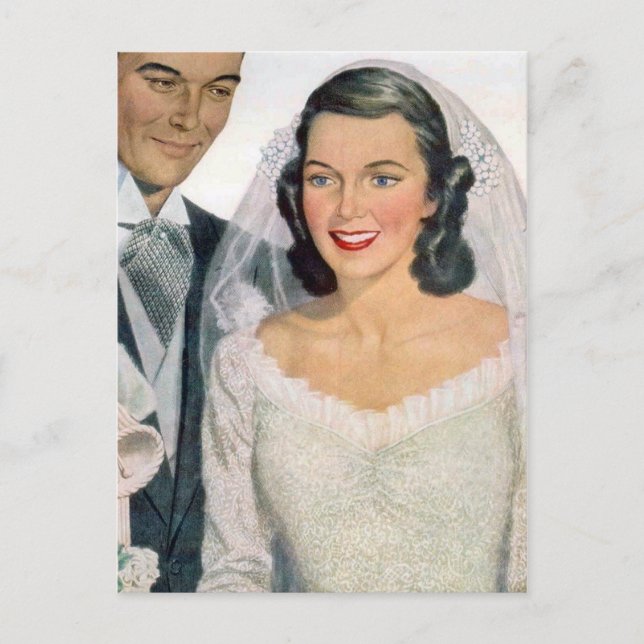 Vintage Bride and Groom Postcard (Front)