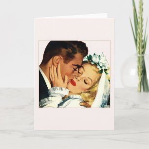 Vintage Bride and Groom Tender Kiss Note Card