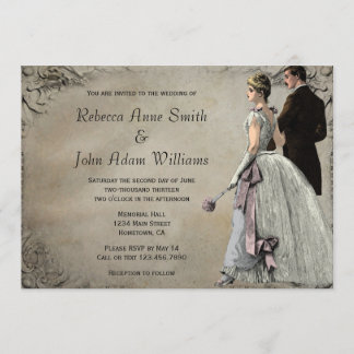 Vintage Bride and Groom Wedding Invitation