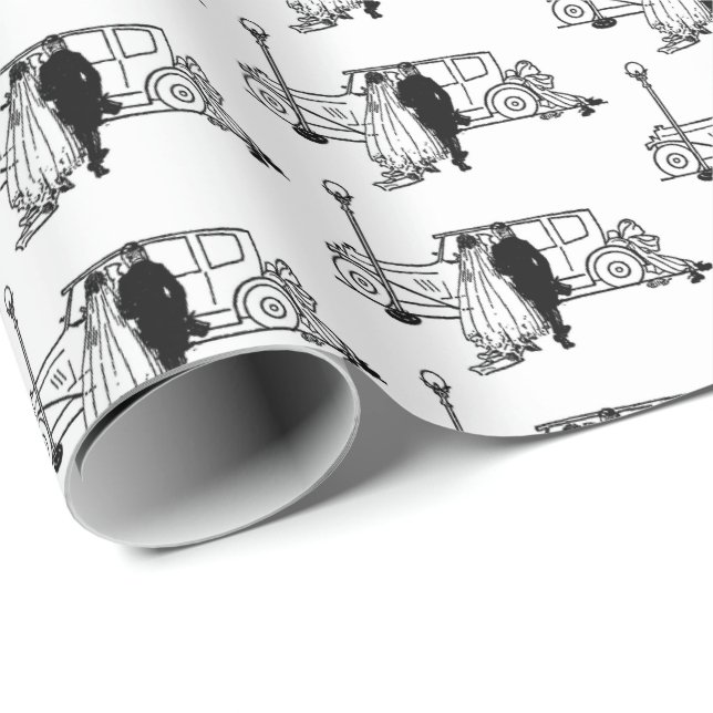 vintage bride and groom wrapping paper (Roll Corner)