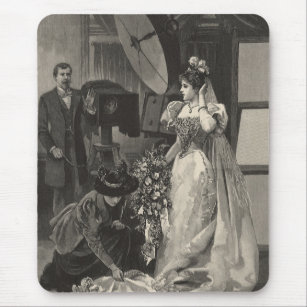 Vintage Bride, Bridal Portrait with Photographer Mouse Mat