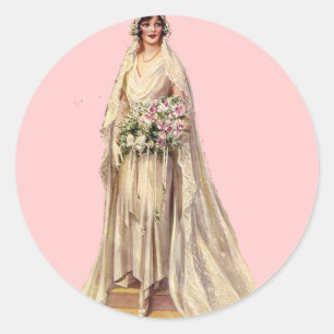 Vintage Bride Classic Round Sticker