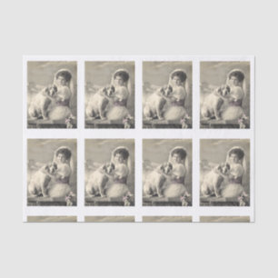 Vintage Bride & Dog Portrait Bridal Shower Wedding Tissue Paper