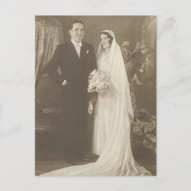 Vintage Bride & Groom Romantic Wedding Photography Postcard (Front)
