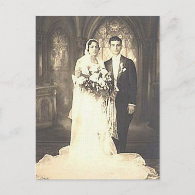 Vintage Bride & Groom Romantic Wedding Photography Postcard (Front)