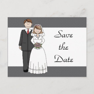Vintage Bride & Groom Save the Date Announcement Postcard
