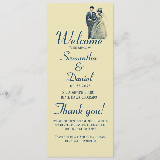 Vintage Bride Groom Wedding Ceremony Programme (Front)