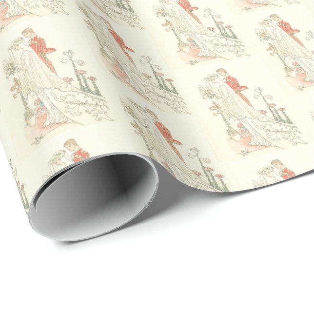 Vintage Bride & Groom Wedding Design Wrapping Paper (Roll Corner)