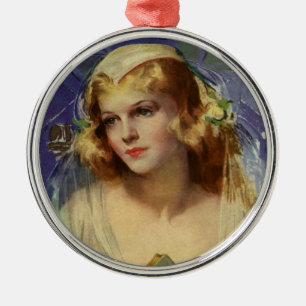 Vintage Bride holding a Bible, Religious Wedding Metal Tree Decoration