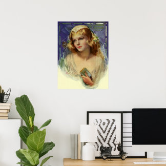 Vintage Bride holding a Bible, Religious Wedding Poster