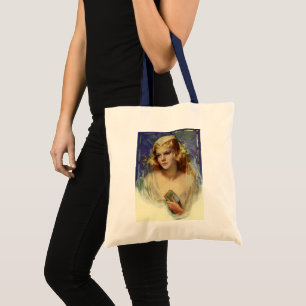 Vintage Bride holding a Bible, Religious Wedding Tote Bag