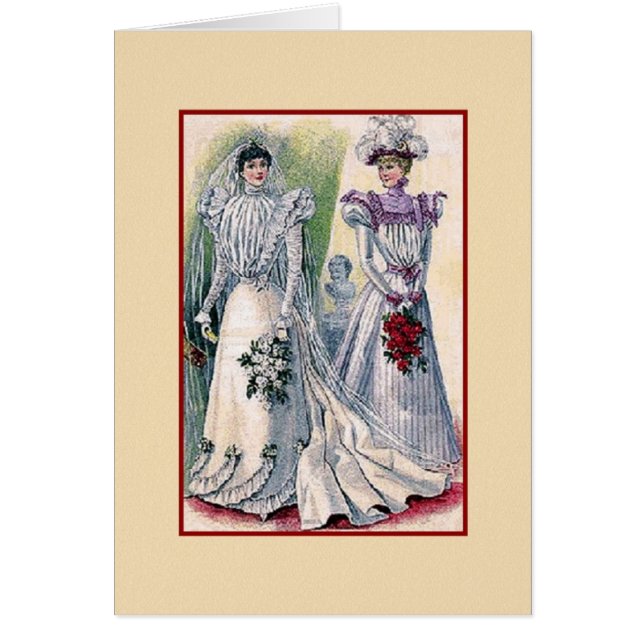 Vintage Bride Wedding Card (Front)