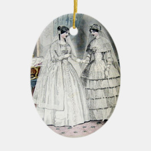 Vintage Bride Wedding Dress Ceramic Tree Decoration