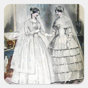 Vintage Bride Wedding Dress Square Sticker