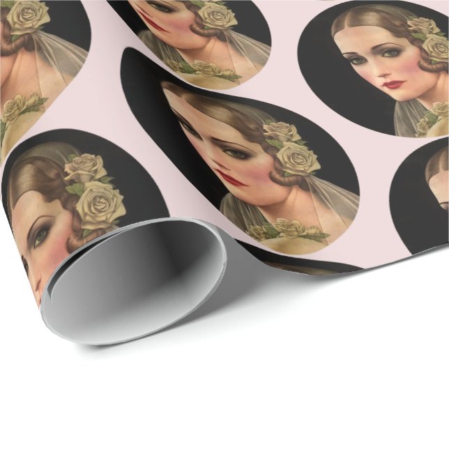Vintage Bride with Roses Wrapping Paper (Roll Corner)