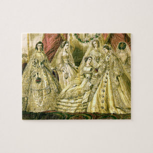 Vintage bridesmaids wedding jigsaw puzzle