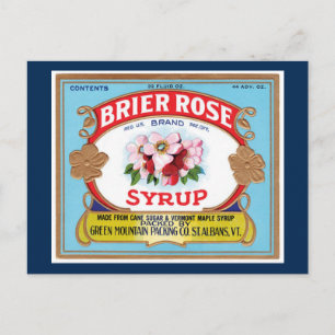 Vintage Brier Rose Maple Syrup Crate Label Postcard