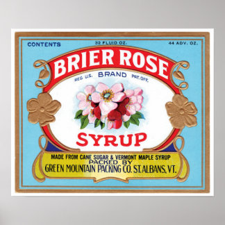 Vintage Brier Rose Maple Syrup Crate Label Poster