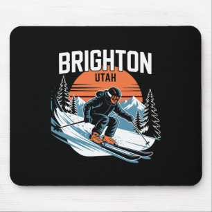 Vintage Brighton Utah Skiing Winter Sport Retro Su Mouse Mat