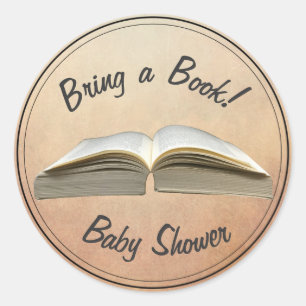 Vintage Bring a Book Baby Shower Classic Round Sticker