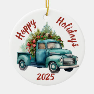 Vintage Bringing Home The Christmas Tree, Vintage Ceramic Tree Decoration