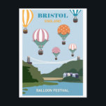 Vintage Bristol England Balloon Festival Travel Postcard<br><div class="desc">Anyone would love to recive this vintage British travel postcard featuring a retro illustration of the balloon festival in Bristol,  England!</div>