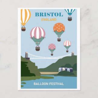 Vintage Bristol England Balloon Festival Travel Postcard