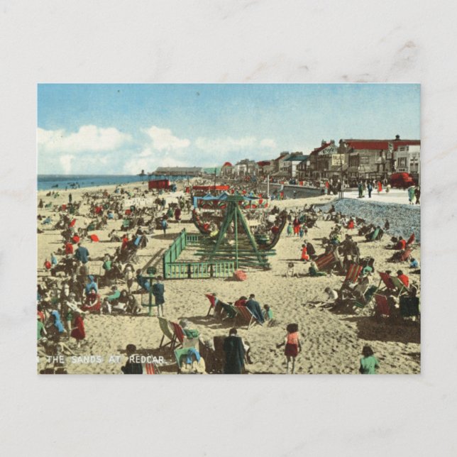 Vintage Britain, seaside holiday, Redcar Postcard (Front)