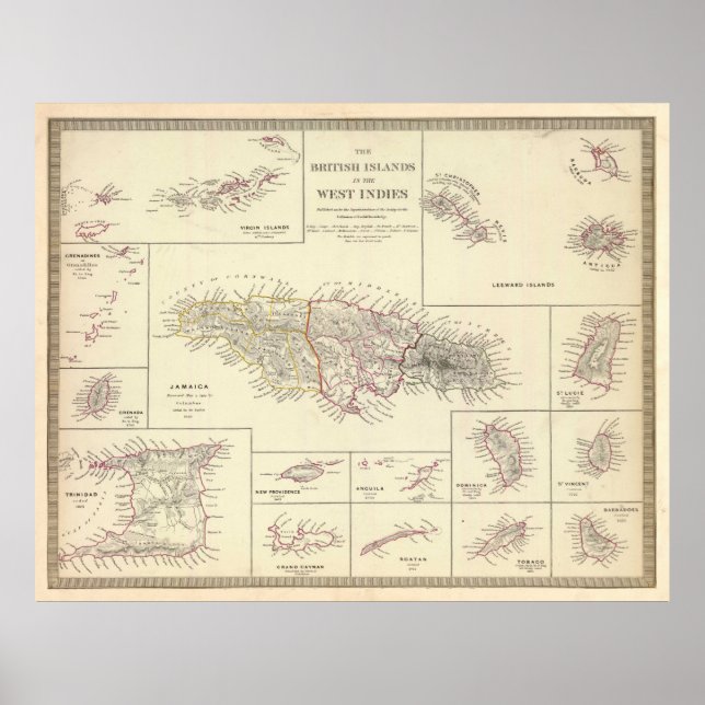 Vintage British Caribbean Islands Map (1835) Poster (Front)