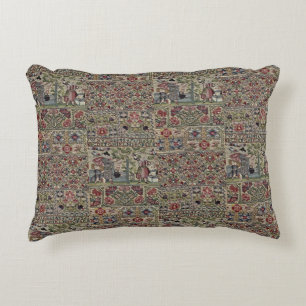 Vintage British Embroidery Pattern Blue Pink Decorative Cushion