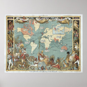Vintage British Empire World Map (1886) Poster