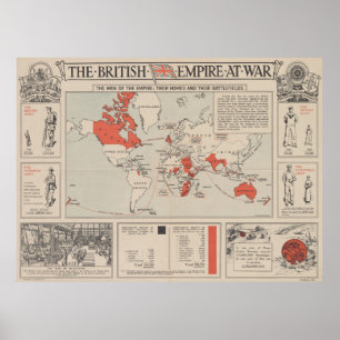 Vintage British Empire World Map (1916) Poster