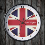 Vintage British Flag, Patriotic United Kingdom Clock<br><div class="desc">WALL CLOCK: Patriotic vintage United Kingdom & British Flag home design UK (Great Britain) - love my country,  travel,  holiday,  country patriots / sports fans</div>