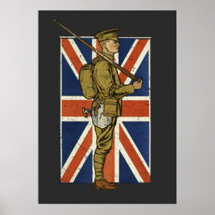 Vintage British Flag Soldier Poster