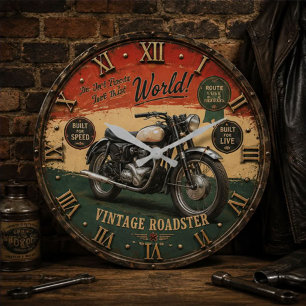 Vintage British Motorcycle Classic Retro Bike Large Clock