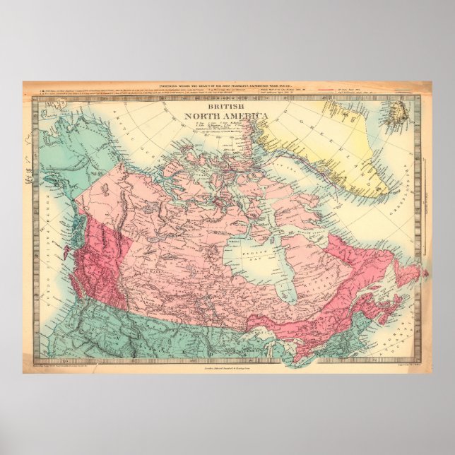 Vintage British North America map Poster (Front)